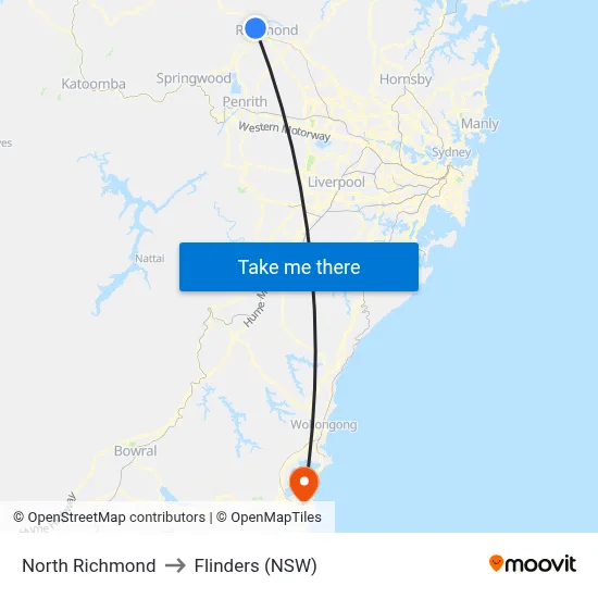 North Richmond to Flinders (NSW) map