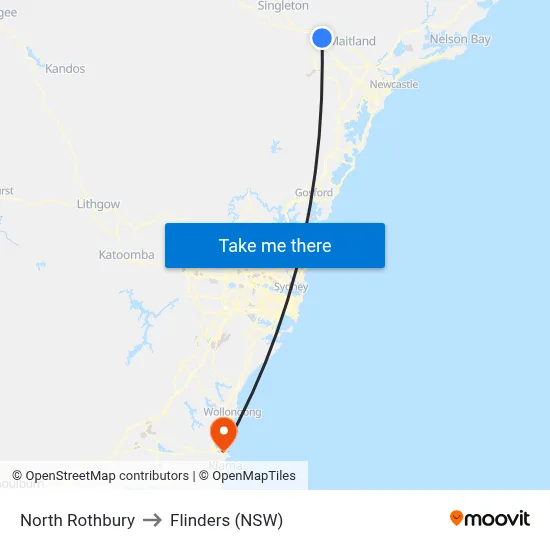 North Rothbury to Flinders (NSW) map