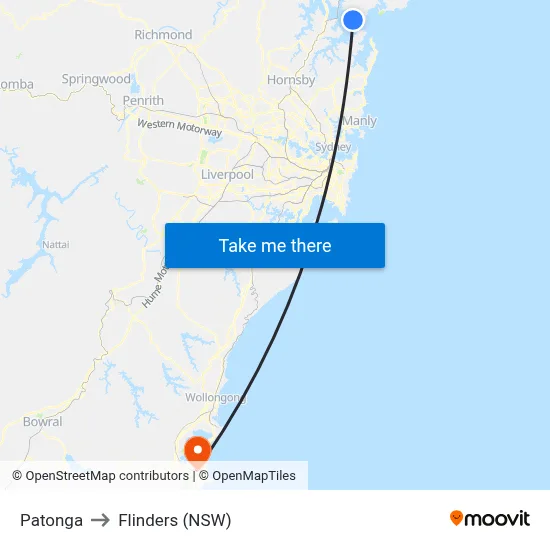 Patonga to Flinders (NSW) map