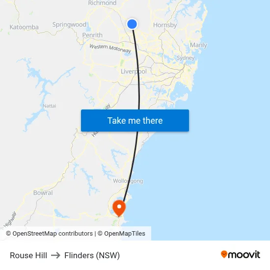 Rouse Hill to Flinders (NSW) map