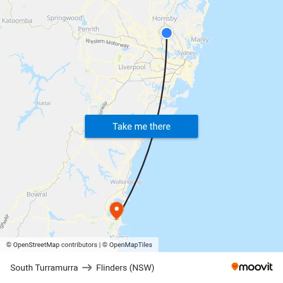 South Turramurra to Flinders (NSW) map