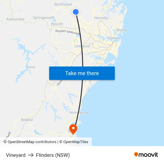 Vineyard to Flinders (NSW) map