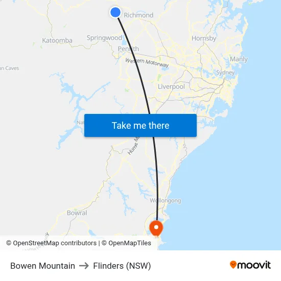 Bowen Mountain to Flinders (NSW) map