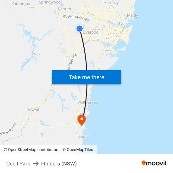 Cecil Park to Flinders (NSW) map