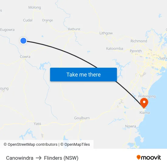 Canowindra to Flinders (NSW) map