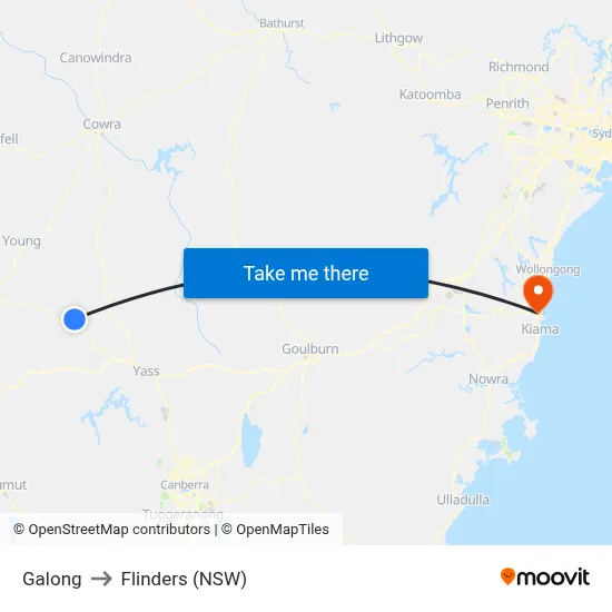 Galong to Flinders (NSW) map