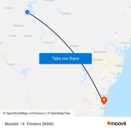 Mumbil to Flinders (NSW) map