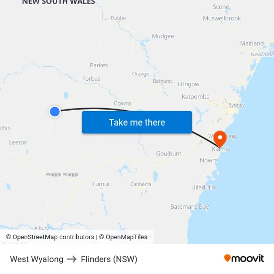 West Wyalong to Flinders (NSW) map