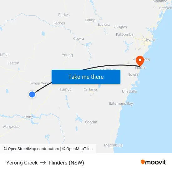 Yerong Creek to Flinders (NSW) map