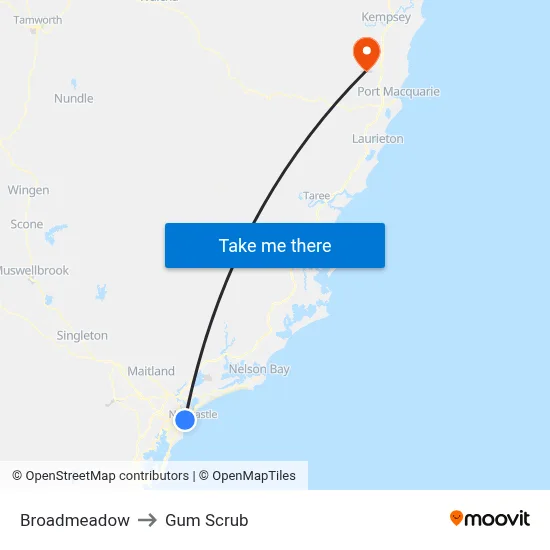 Broadmeadow to Gum Scrub map