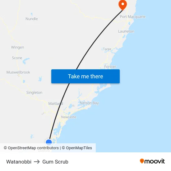 Watanobbi to Gum Scrub map