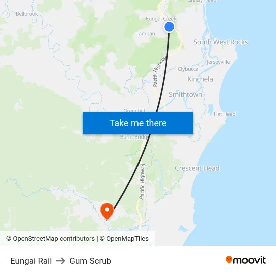 Eungai Rail to Gum Scrub map