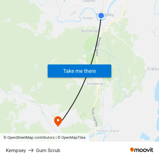 Kempsey to Gum Scrub map