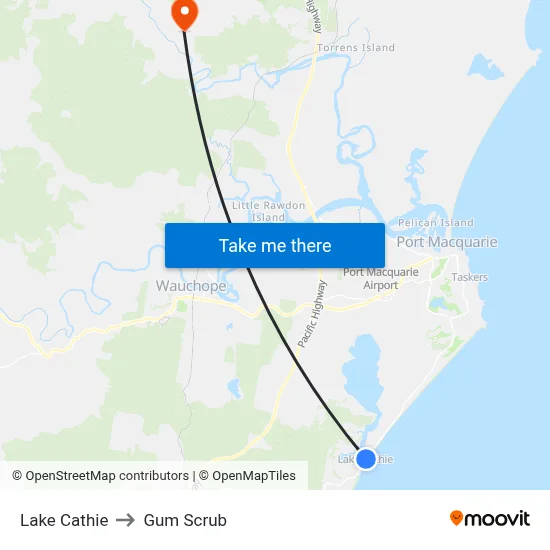 Lake Cathie to Gum Scrub map