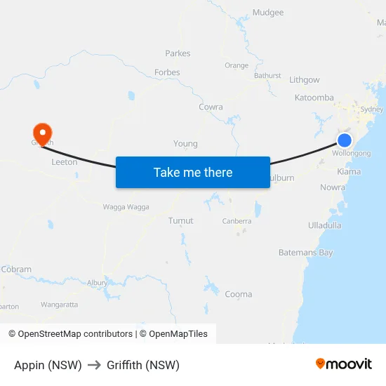 Appin (NSW) to Griffith (NSW) map