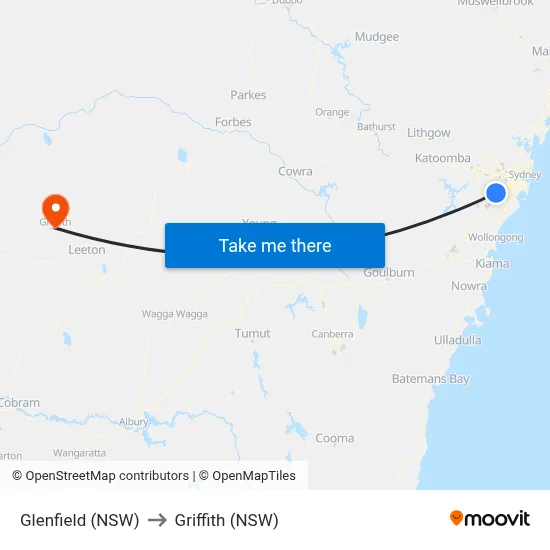 Glenfield (NSW) to Griffith (NSW) map