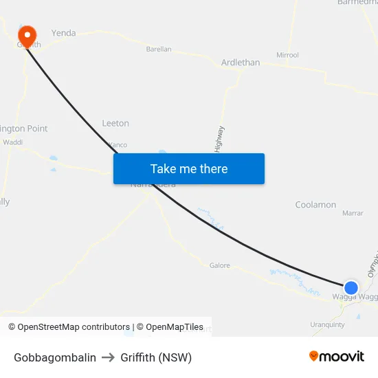 Gobbagombalin to Griffith (NSW) map
