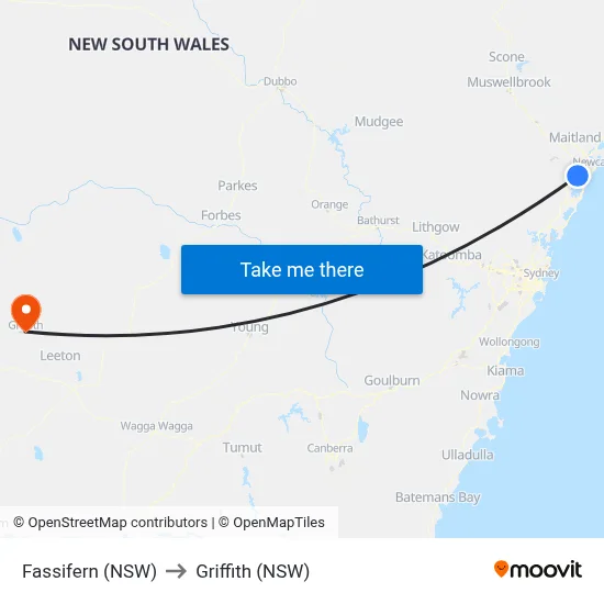 Fassifern (NSW) to Griffith (NSW) map