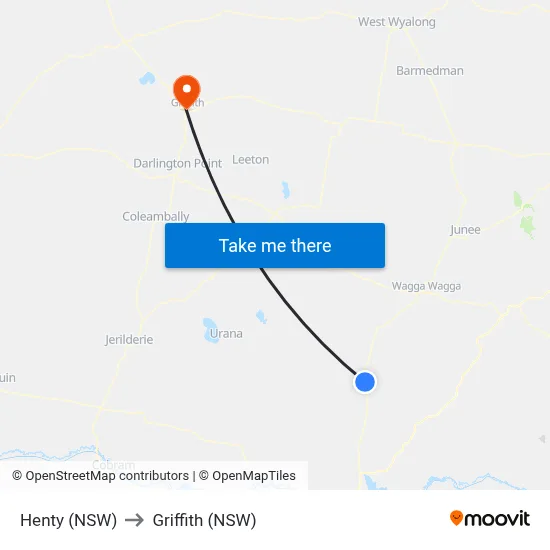 Henty (NSW) to Griffith (NSW) map