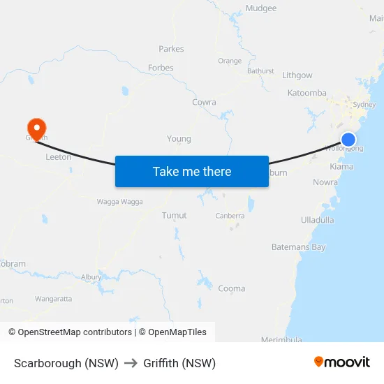 Scarborough (NSW) to Griffith (NSW) map