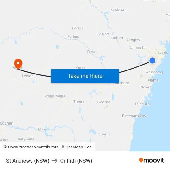 St Andrews (NSW) to Griffith (NSW) map