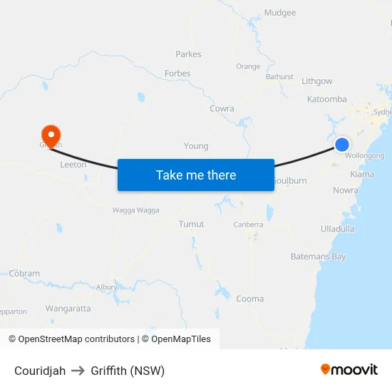 Couridjah to Griffith (NSW) map