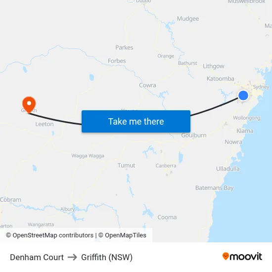 Denham Court to Griffith (NSW) map