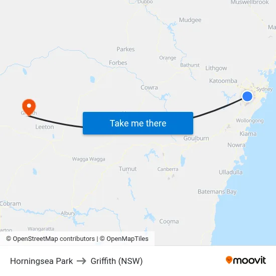 Horningsea Park to Griffith (NSW) map