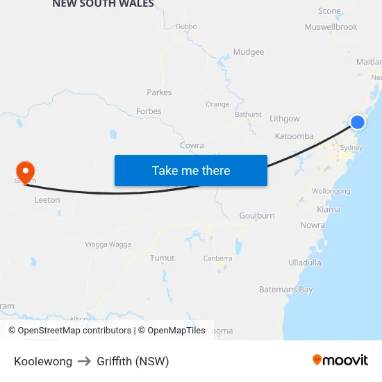 Koolewong to Griffith (NSW) map