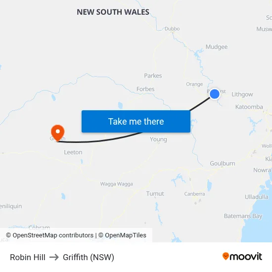 Robin Hill to Griffith (NSW) map