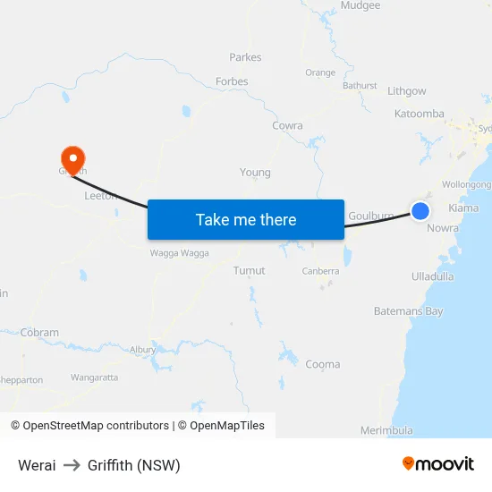 Werai to Griffith (NSW) map