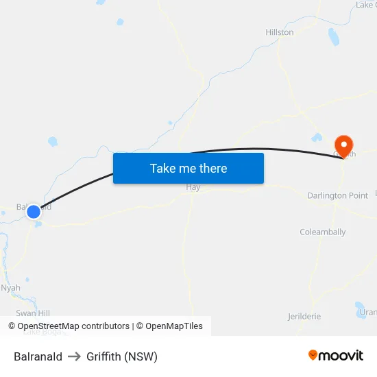 Balranald to Griffith (NSW) map