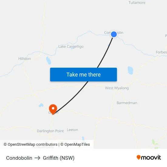 Condobolin to Griffith (NSW) map