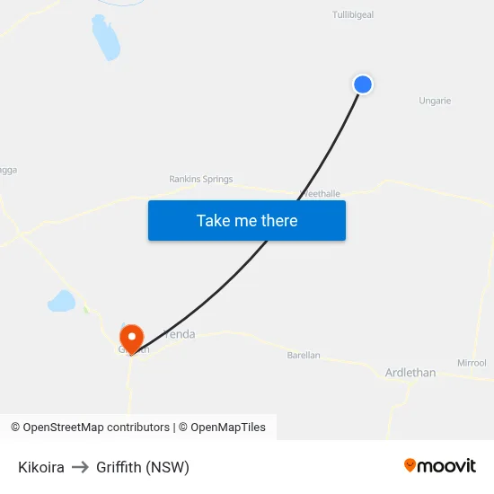 Kikoira to Griffith (NSW) map