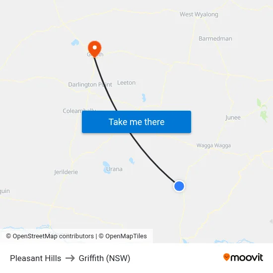 Pleasant Hills to Griffith (NSW) map