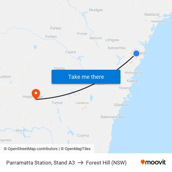 Parramatta Station, Stand A3 to Forest Hill (NSW) map