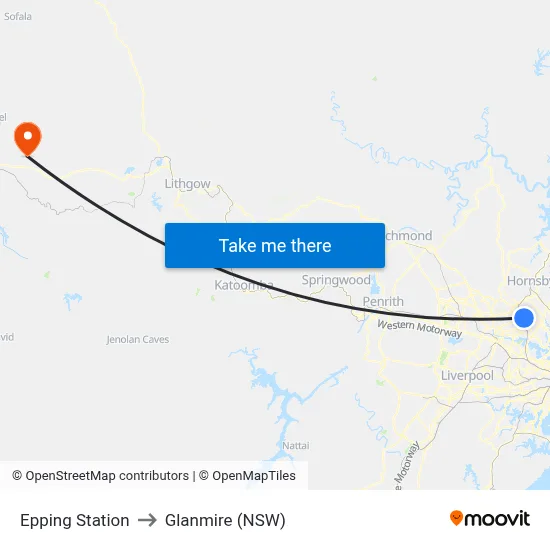 Epping Station to Glanmire (NSW) map