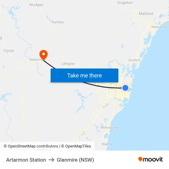 Artarmon Station to Glanmire (NSW) map