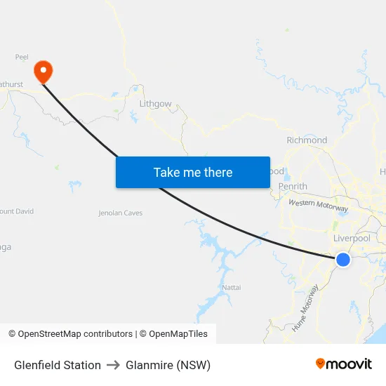 Glenfield Station to Glanmire (NSW) map