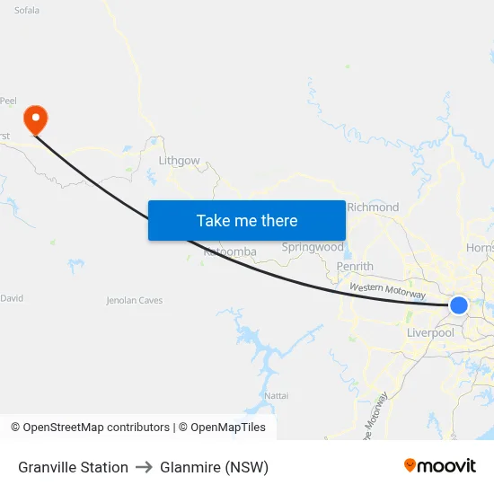 Granville Station to Glanmire (NSW) map