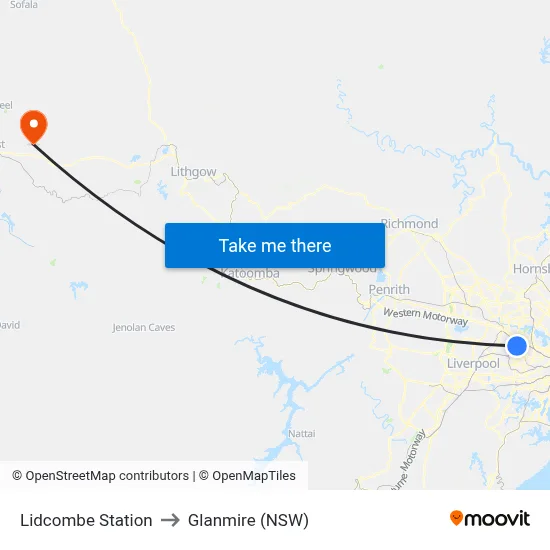 Lidcombe Station to Glanmire (NSW) map