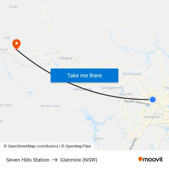 Seven Hills Station to Glanmire (NSW) map
