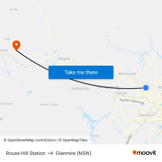 Rouse Hill Station to Glanmire (NSW) map
