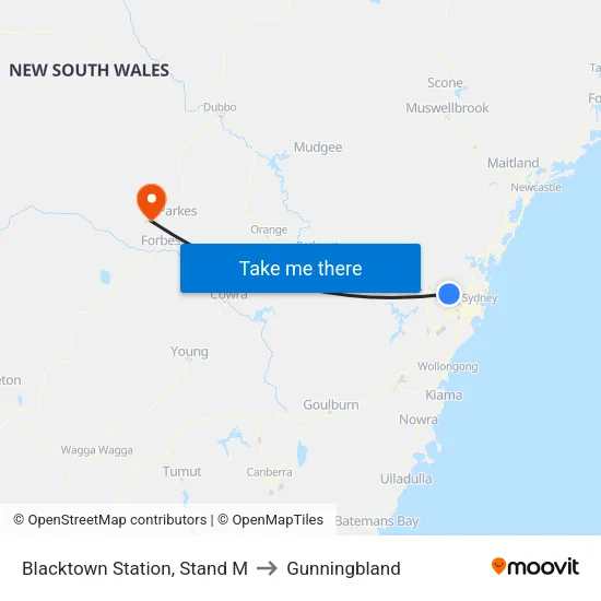Blacktown Station, Stand M to Gunningbland map