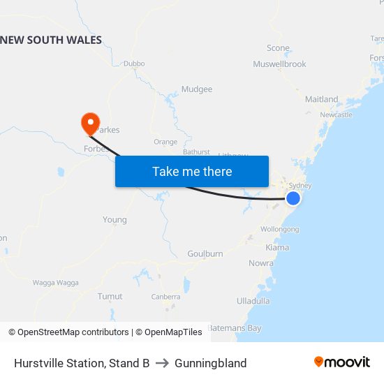 Hurstville Station, Stand B to Gunningbland map