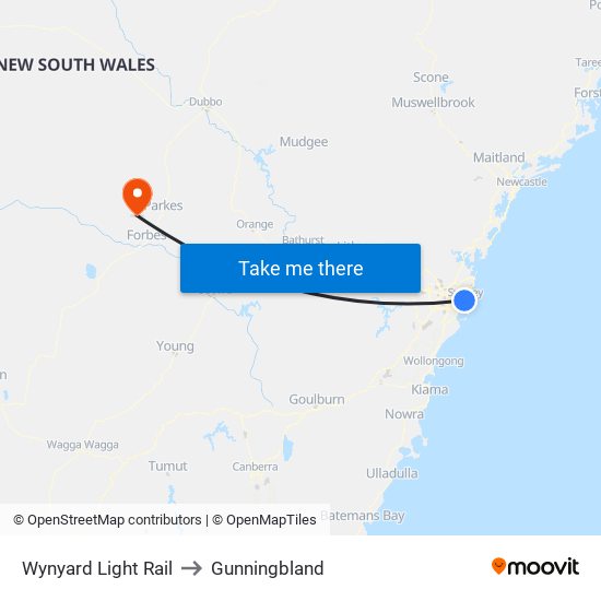 Wynyard Light Rail to Gunningbland map