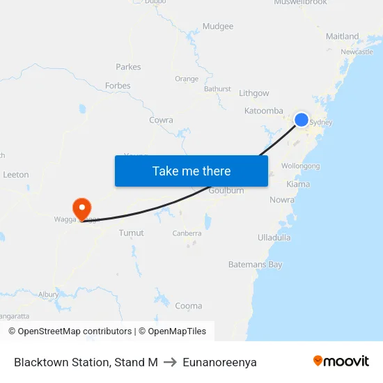 Blacktown Station, Stand M to Eunanoreenya map