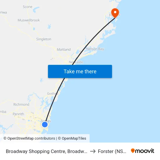 Broadway Shopping Centre, Broadway to Forster (NSW) map