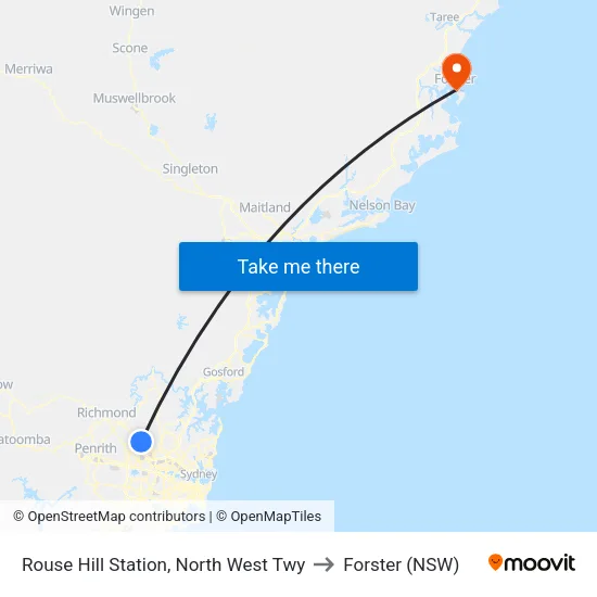 Rouse Hill Station, North West Twy to Forster (NSW) map
