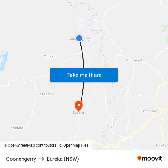 Goonengerry to Eureka (NSW) map